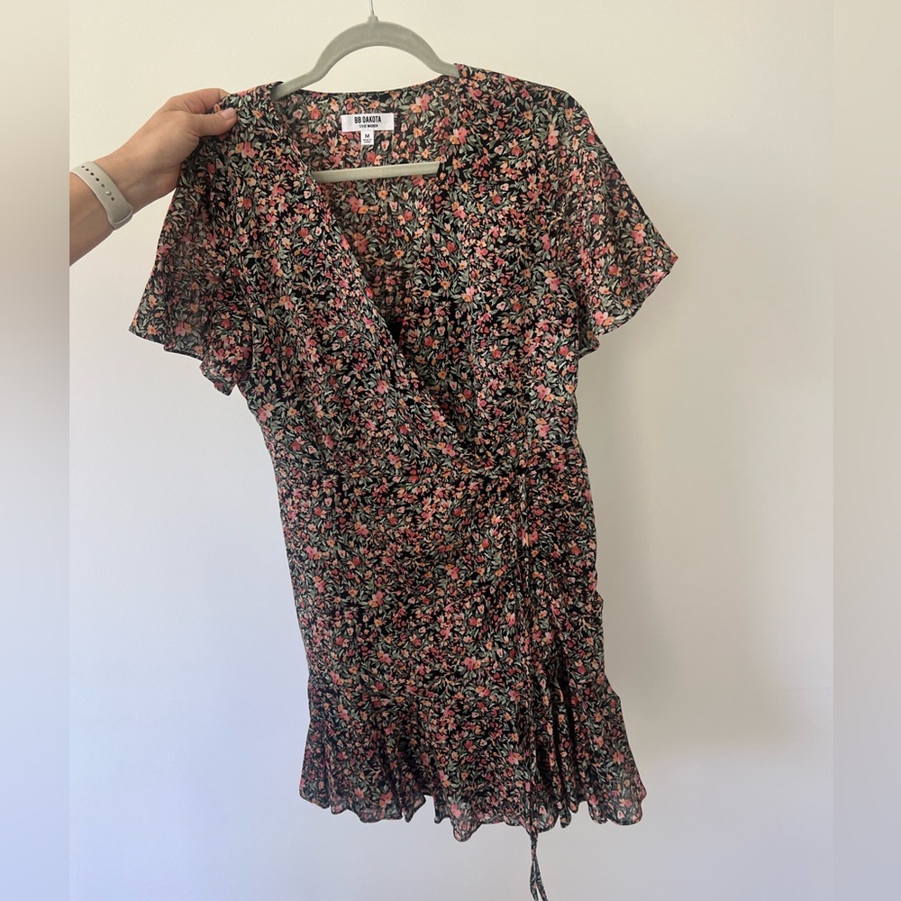 BB Dakota Black and Pink Floral Mini Dress